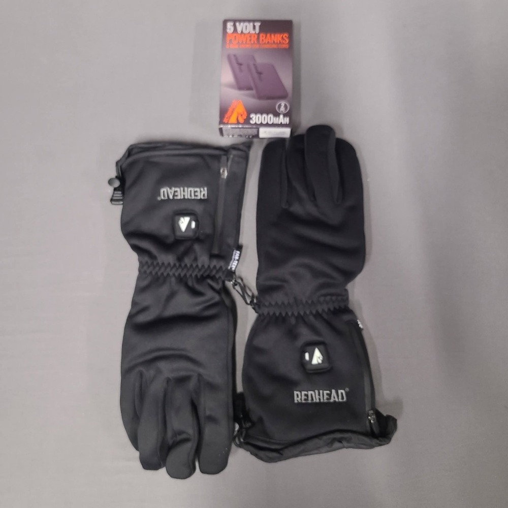 RedHead Heated Black Gloves Men's Large 5v Battery Action Heat Hunting New